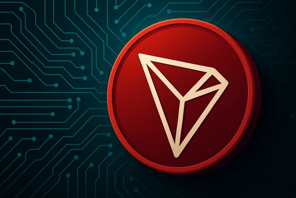 TRON (TRX) logosu ve blokzincir ağı — kripto para ve teknoloji temalı görsel